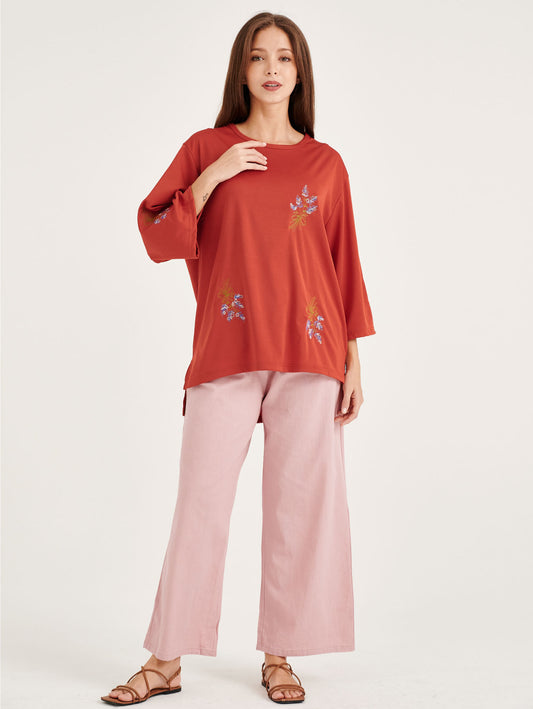 Red Embroidery Blouse