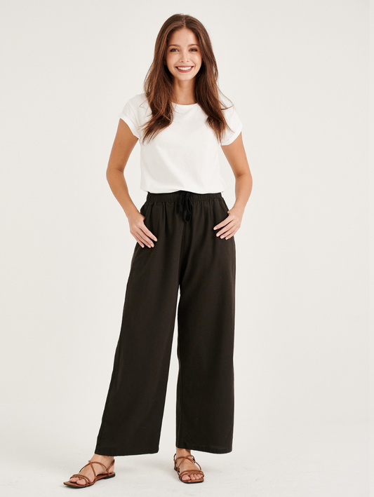 Charcoal Black Cotton Linen Pants