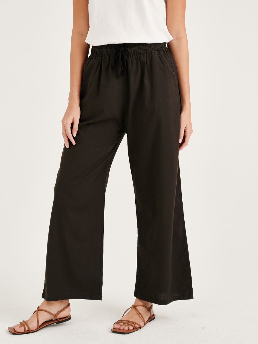 Charcoal Black Cotton Linen Pants
