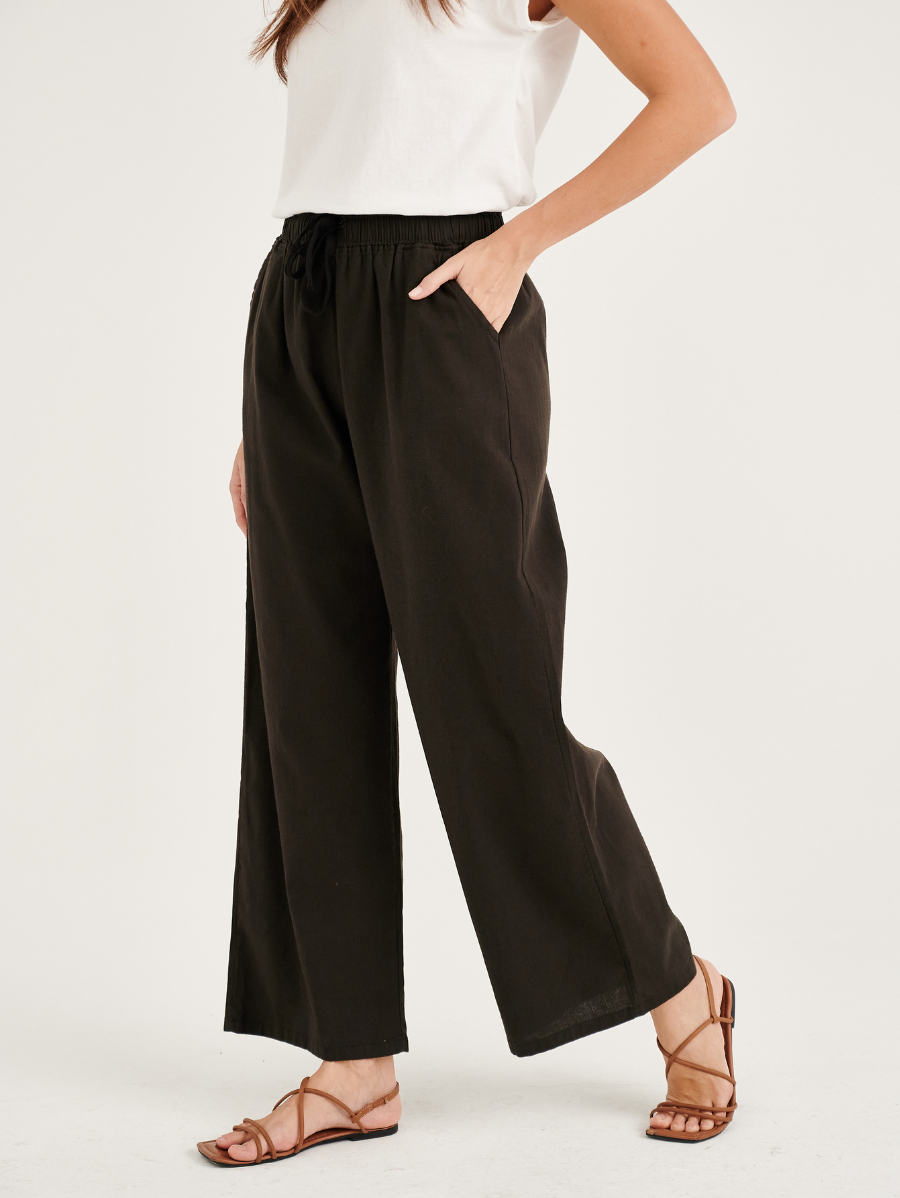 Charcoal Black Cotton Linen Pants