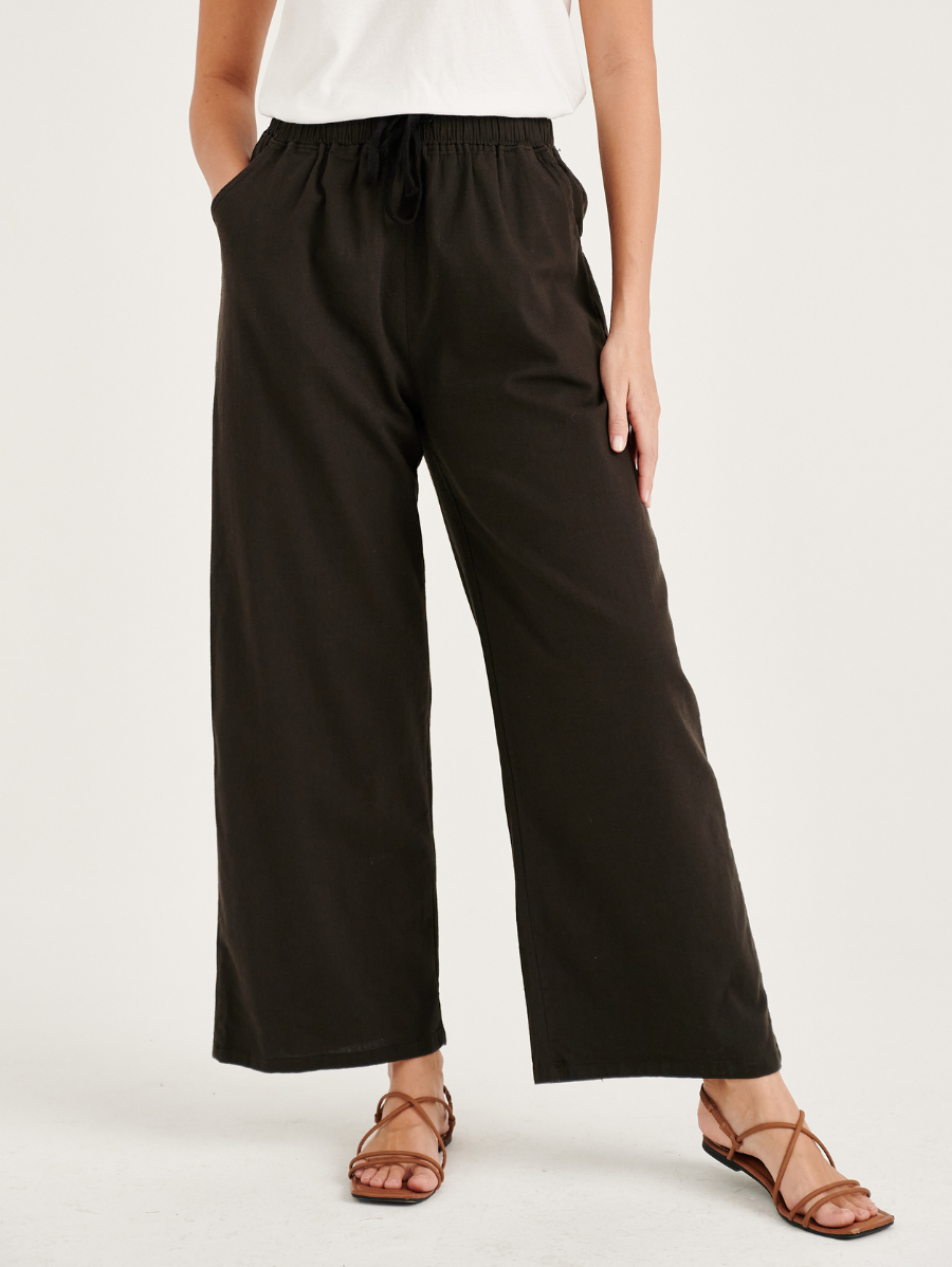 Charcoal Black Cotton Linen Pants