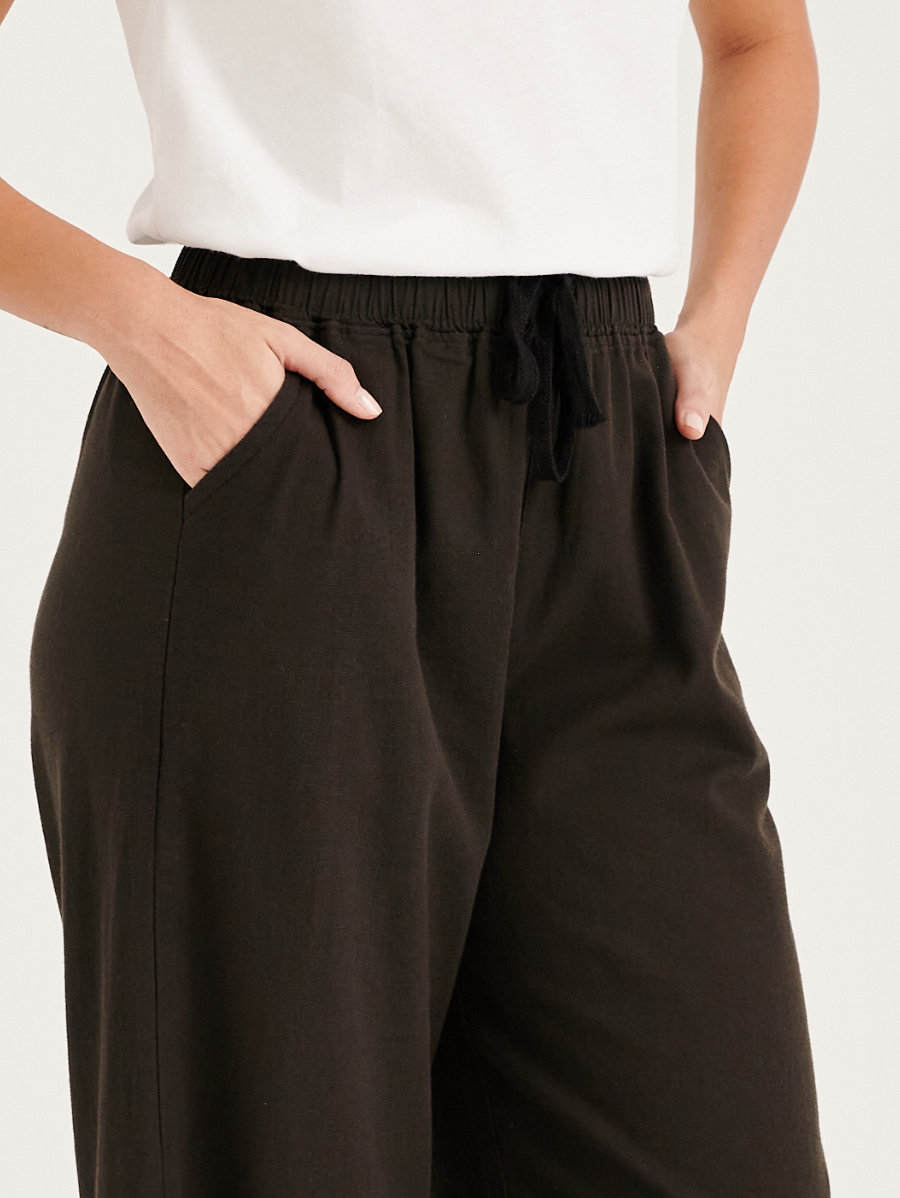 Charcoal Black Cotton Linen Pants
