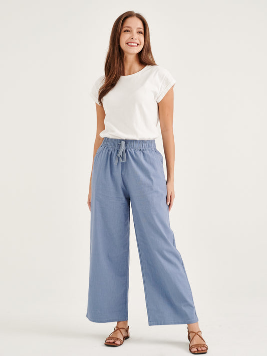 Light Blue Cotton Linen Pants