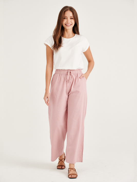 Baby Pink Cotton Linen Pants