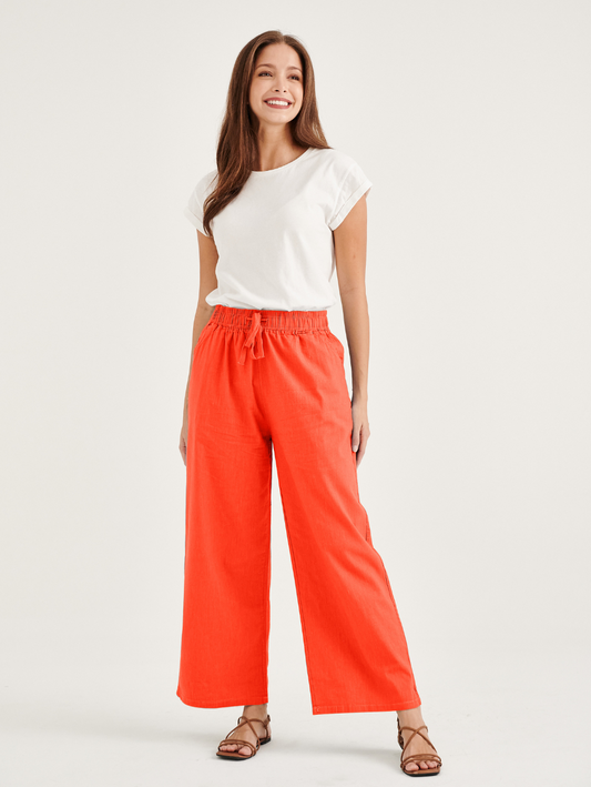 Red Sofea Cotton Linen Pants