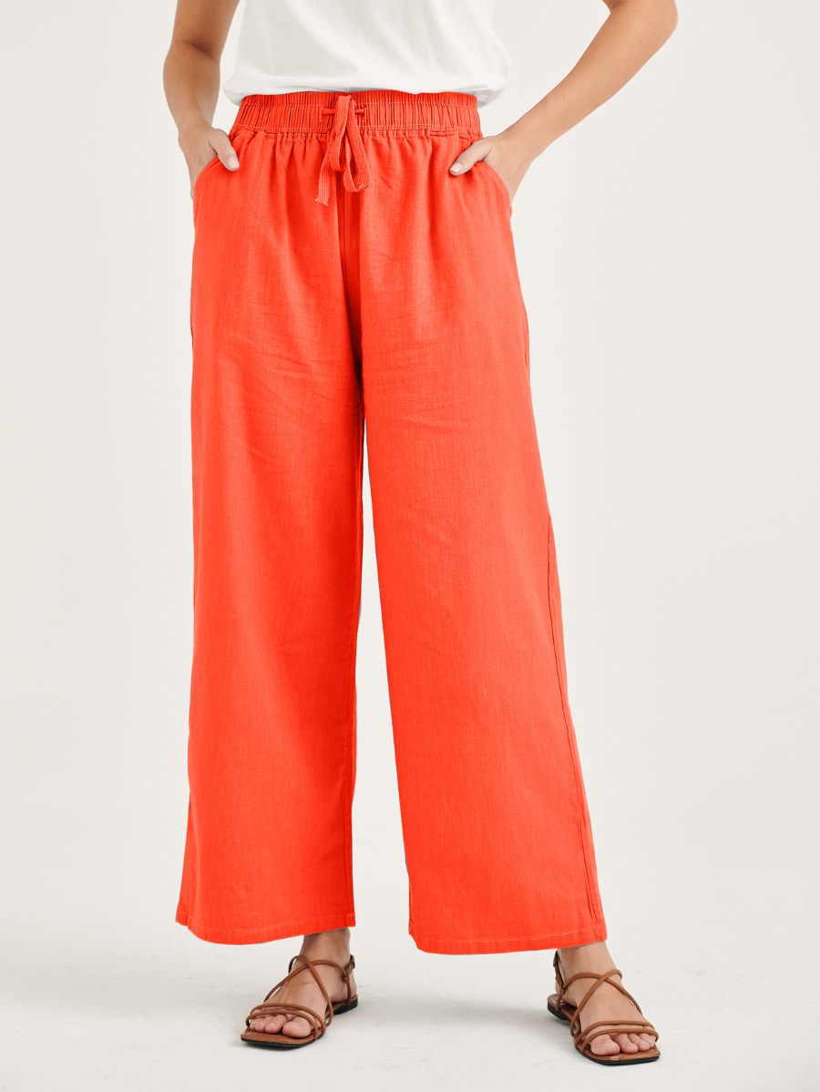 Red Sofea Cotton Linen Pants