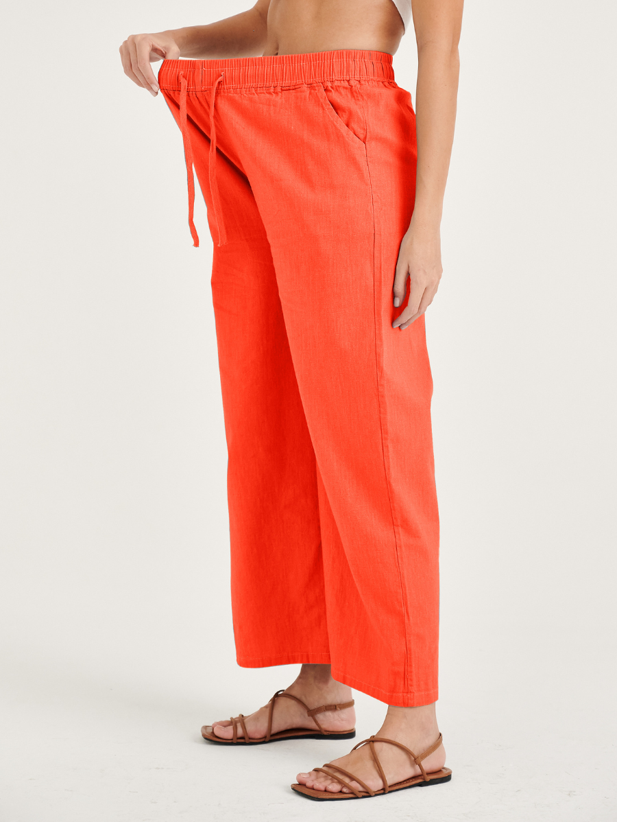 Red Sofea Cotton Linen Pants