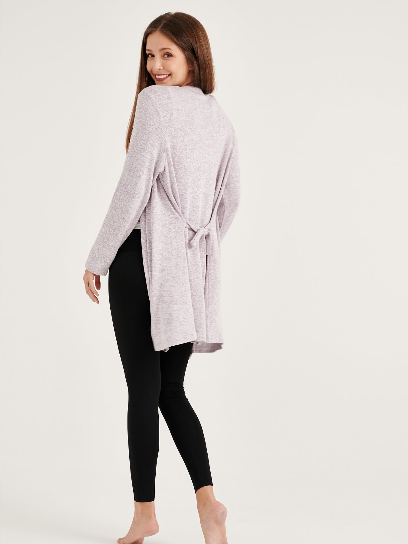 Light Purple Tie Waist Belt Cardigan