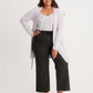 Light Purple Tie Waist Belt Cardigan