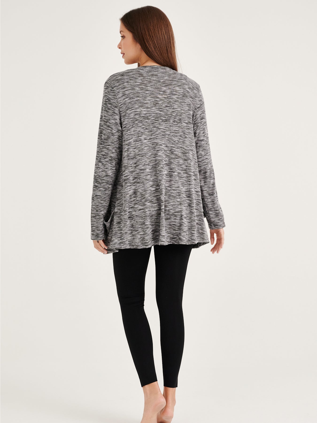 Grey Cozy Knit Cardigan with Side Pocket