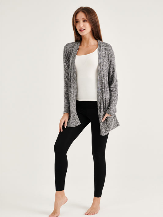 Grey Cozy Knit Cardigan with Side Pocket