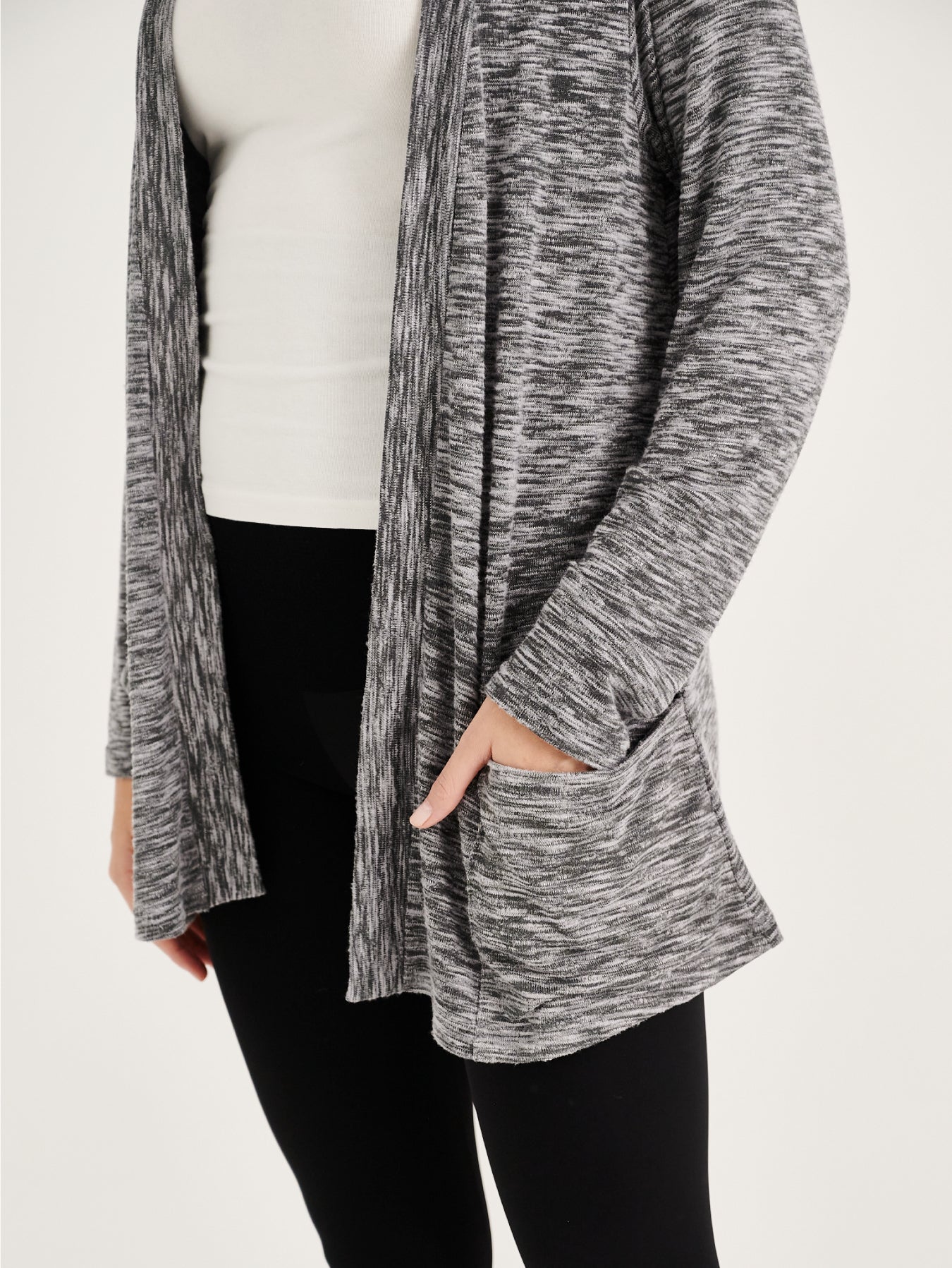 Grey Cozy Knit Cardigan with Side Pocket