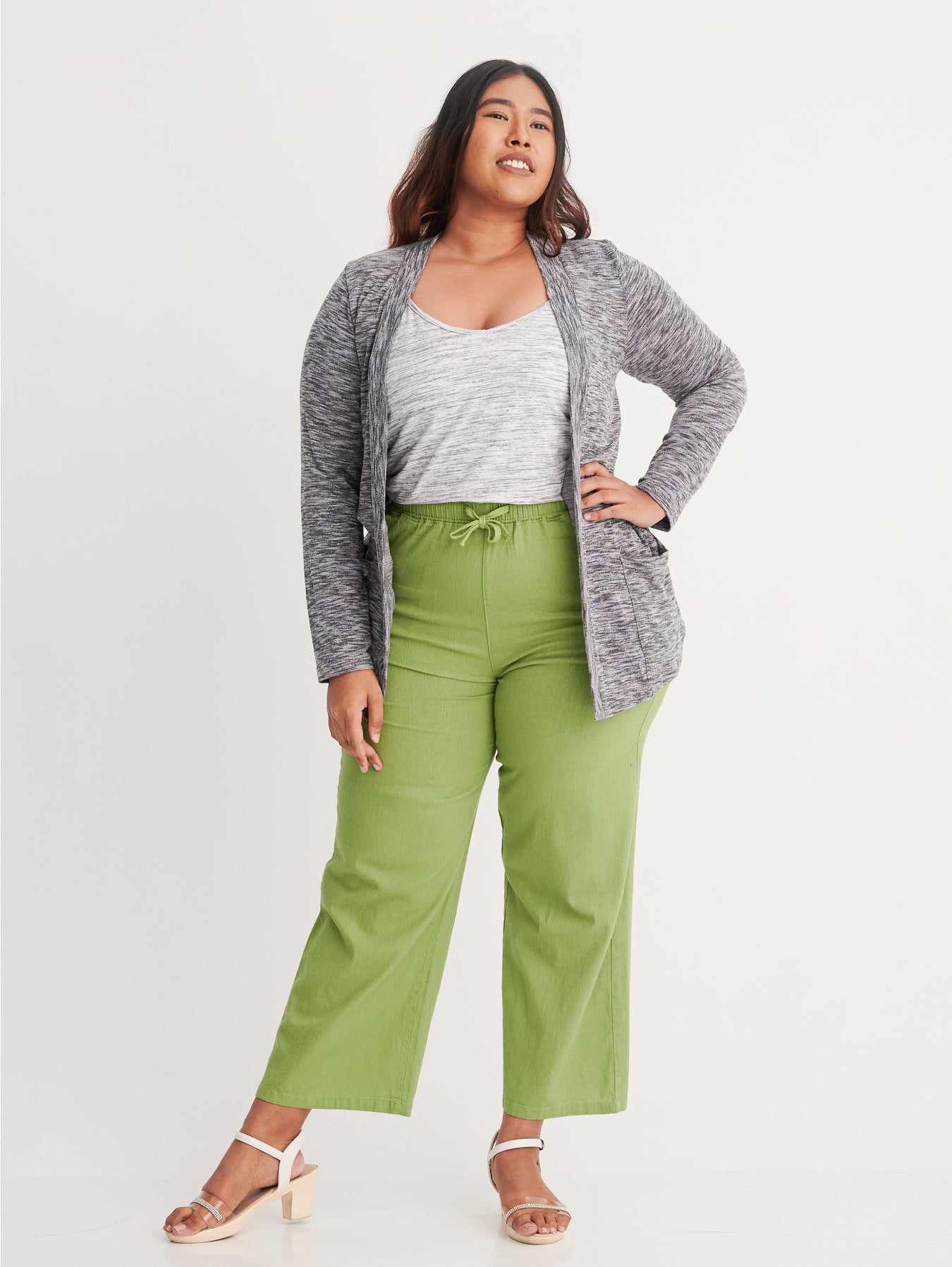 Grey Cozy Knit Cardigan with Side Pocket