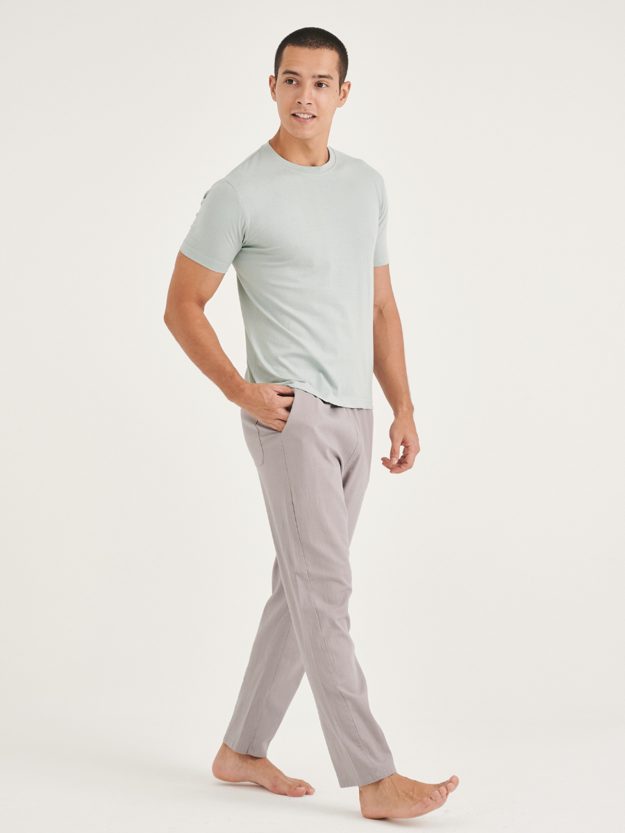 Light Grey Cotton Linen Mens' Relax Pants