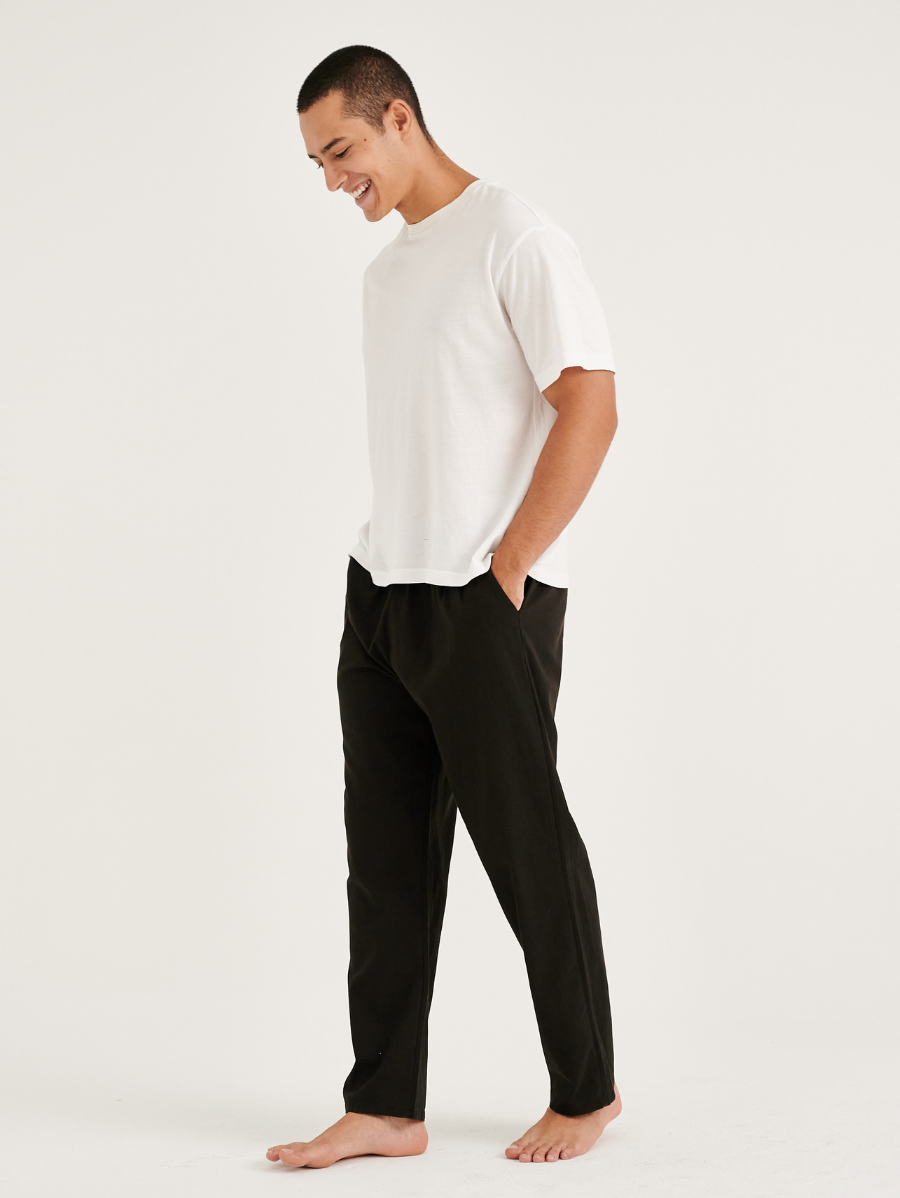 Charcoal Black Cotton Linen Mens' Relax Pants