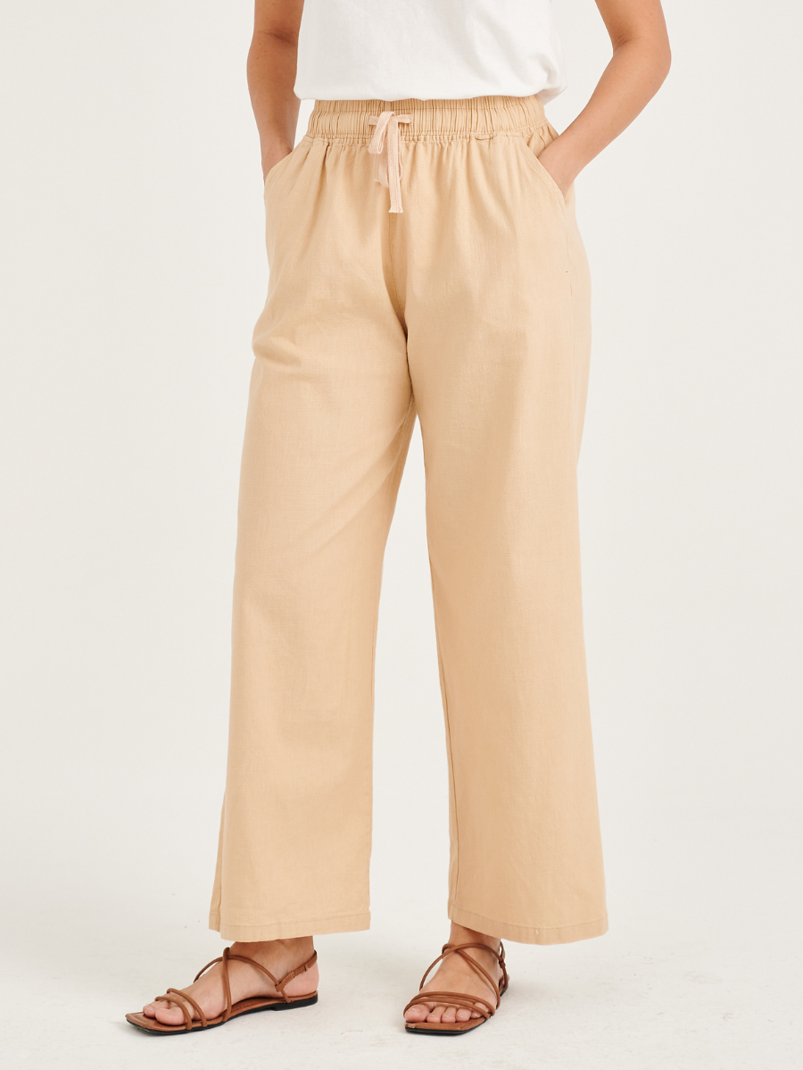 Milky Beige Cotton Linen Pants