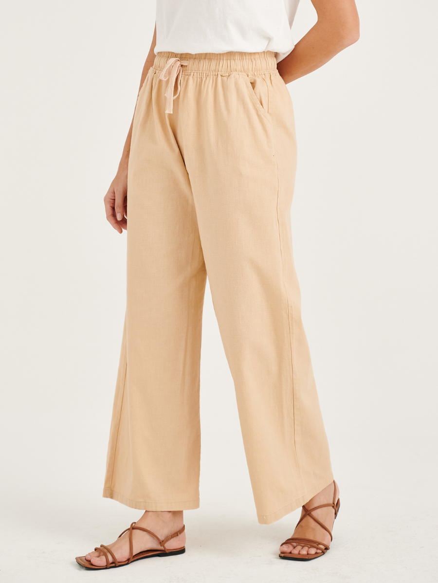 Milky Beige Cotton Linen Pants