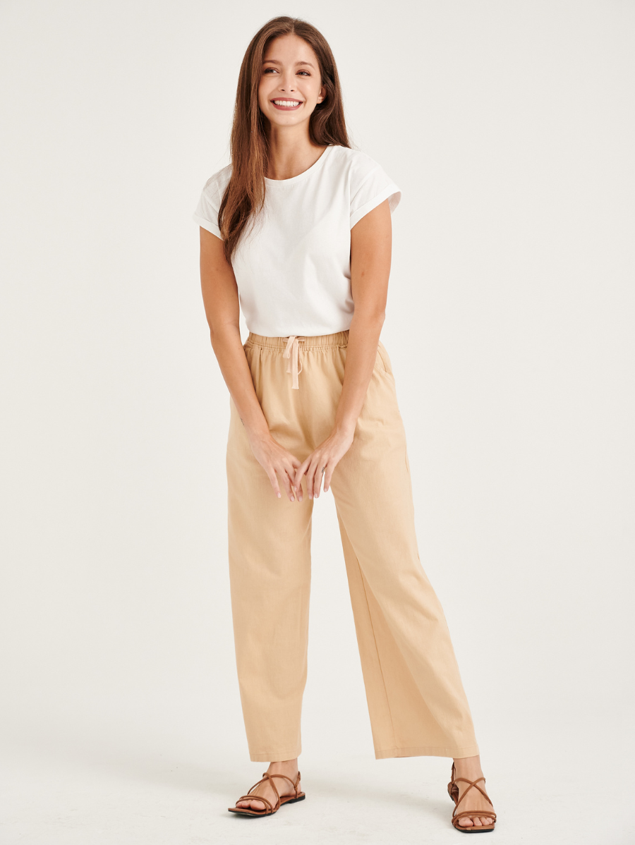 Milky Beige Cotton Linen Pants